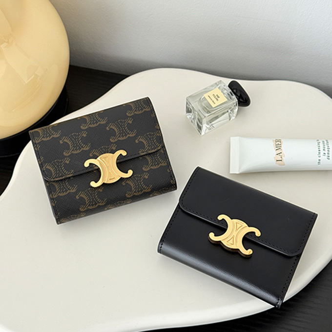 celine triomphe smooth leather compact wallet